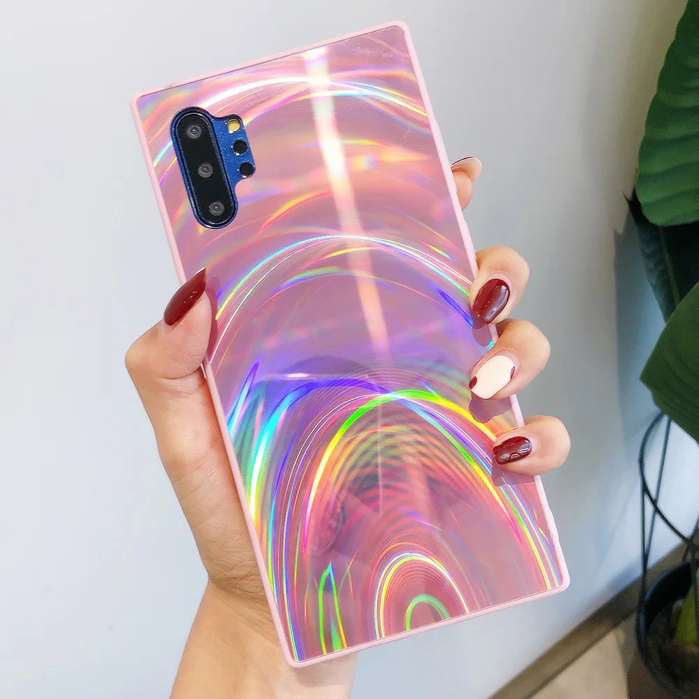 3D Rainbow Glitter Phone Case For Samsung Note 10 S10 S9 A51 Cases Holographic Prism Laser Cover For A7 2018 A50 A70 S20 Plus