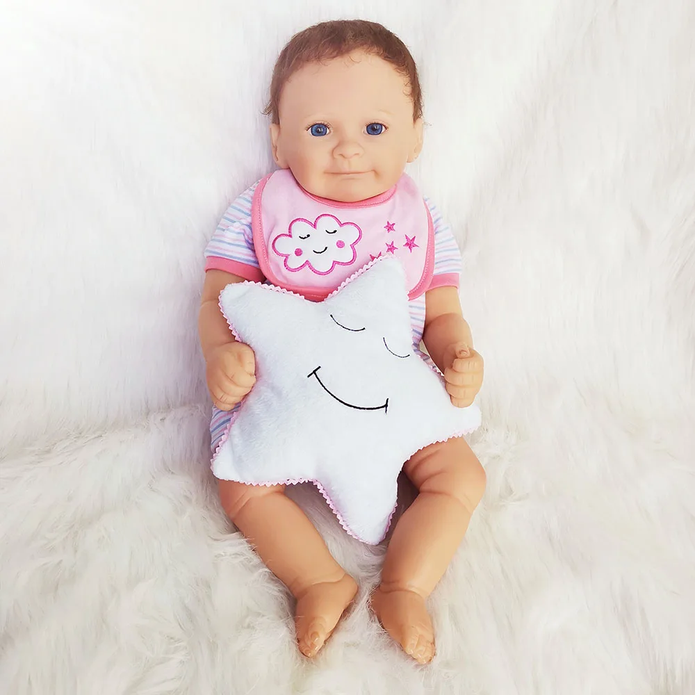Кукла Avani 'Adam' 45 см реалистичные куклы Reborn Baby Мягкие силиконовые виниловые Детские куклы реалистичные куклы для новорожденных детей - Цвет: Throw Pillow(white)