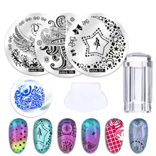 Biutee 13Pcs Placa Nail Art Stamping Selo Conjunto Claro Geléia Conjunto Batedor Raspador Prego Template Stencil + Saco De Armazenamento(China)