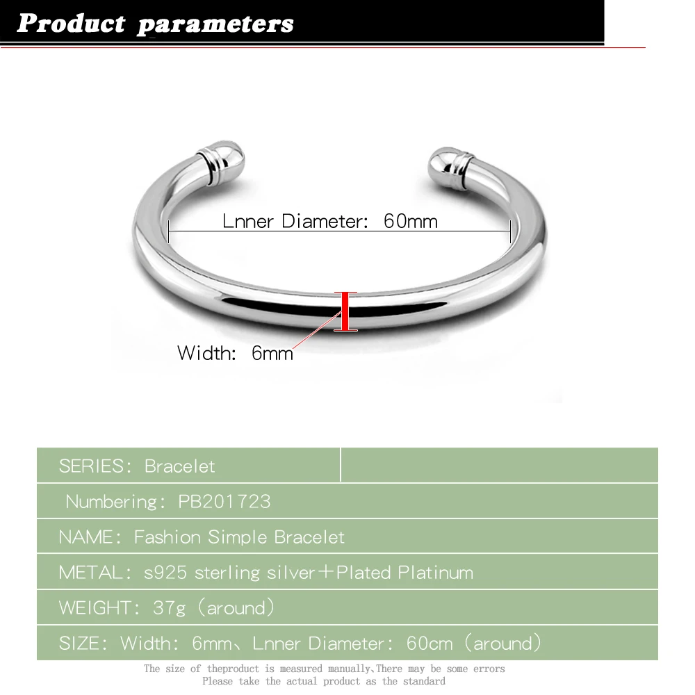 Charming 925 Silver Cuff Bracelet Bangle Jewelry Wedding Party Lovers Gift