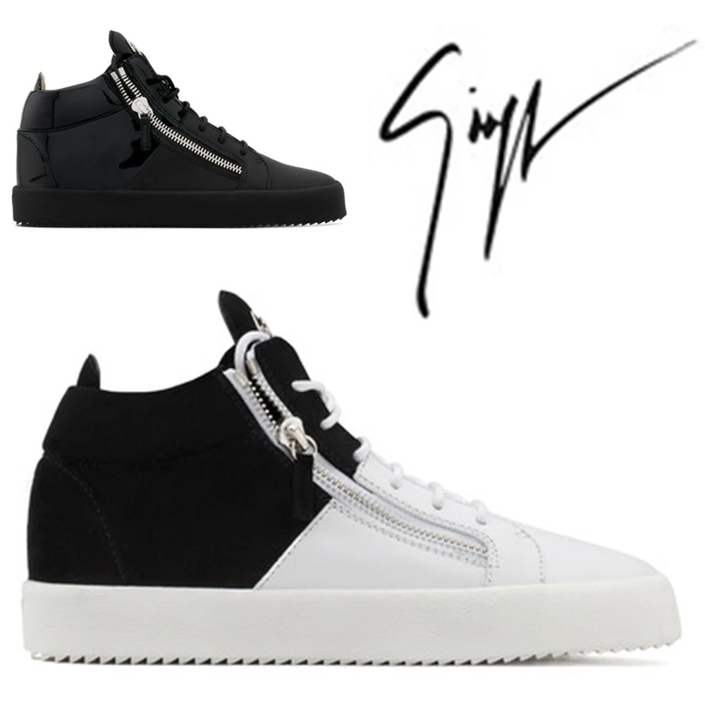 

Giuseppe x zanotti design Black/White Mixed Colour Hight Top Sneakers Men and Women Designer Flat Casual Shoes GZ Loafers