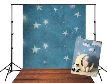 

glitter stars night sky wooden floor Backdrop Newborn Baby boy Portrait photo Background For Photo Studio photophone XT-4347