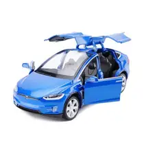  1:32 Tesla Model-X Alloy Car Diecast Sound And Light Pull Back Model Toy Vehicle Metal Car Simulation Collection Gifts Toys Boys 