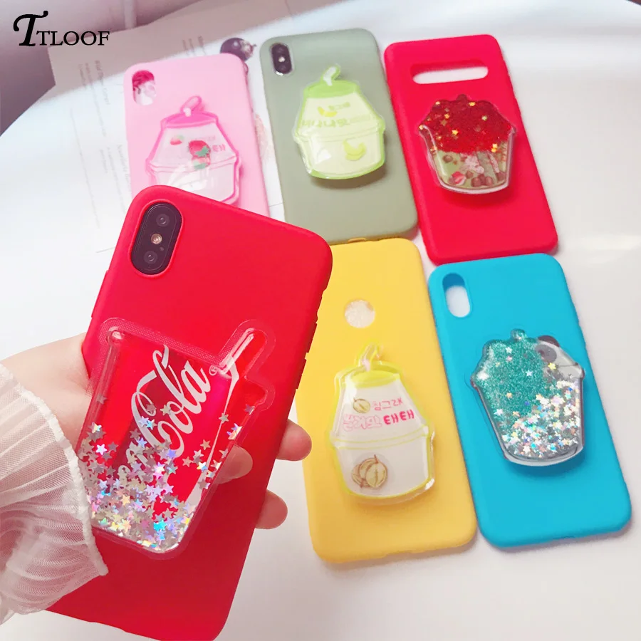 

Silicone case For Samsung Galaxy S8 S9 S10 Plus S10E A50 A30 A40 A70 A10 A20 A20E note 8 9 10 Plus 3D Glitter stand holder case