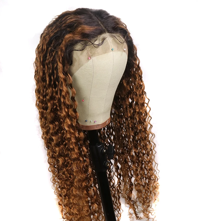 

Pre Plucked 13x6 Deep Part Ombre 27 Dark Roots Lace Front Curly Human Hair Wigs Brazilian Remy Hair Glueless Bleached Knots