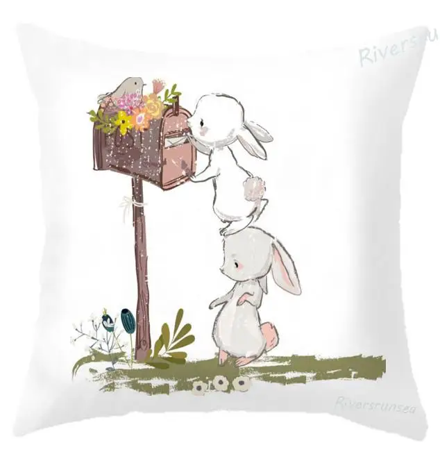 Minimalist Decor Cute Rabbit Cushion Lovely Animal Mouse Squirrel Deer Bunny Pillow Best Friend Postman For Children Kids Gift - Цвет: A4