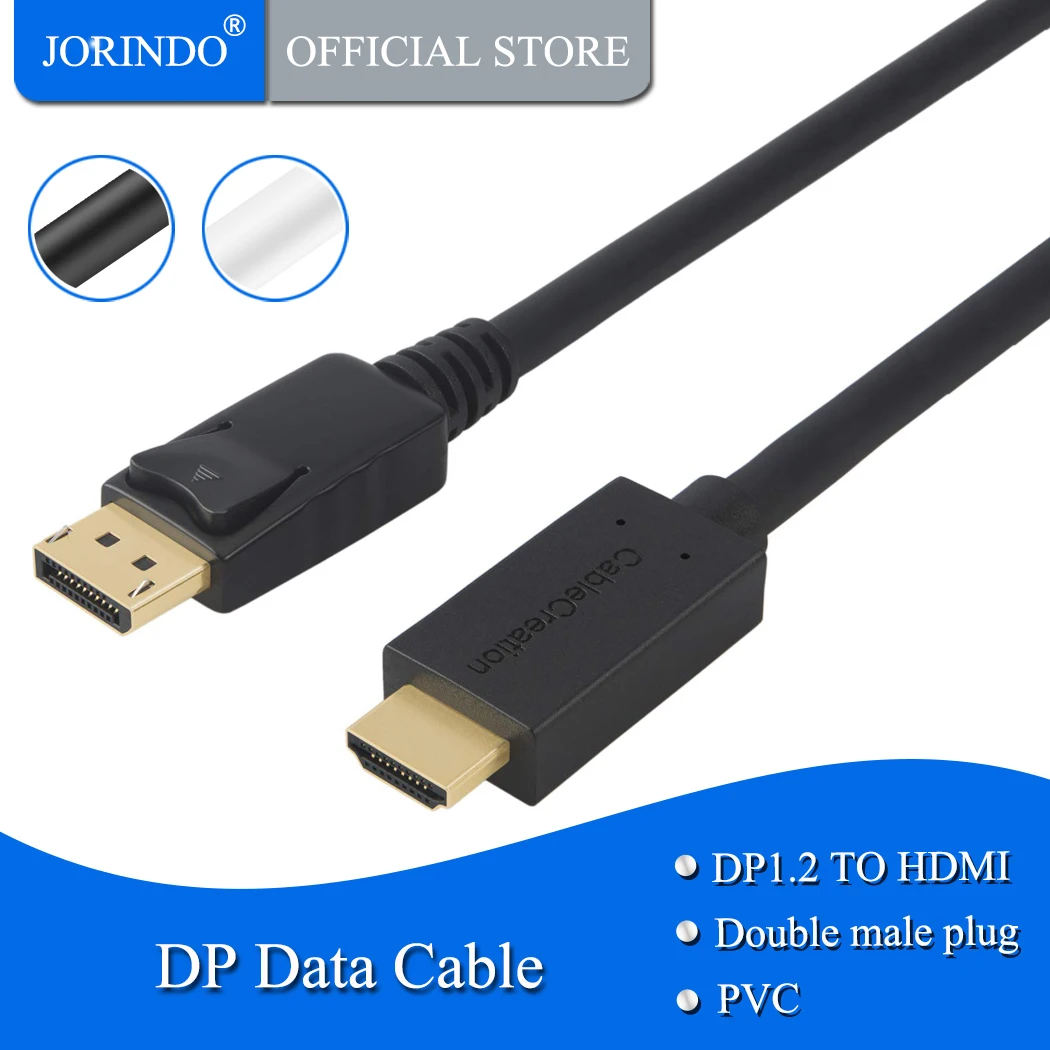 JORINDO Активный Кабель DP-HDMI (DP1.2) 6 футов DisplayPort to HDMI 4K x 2K и 3D аудио/видео поддержка