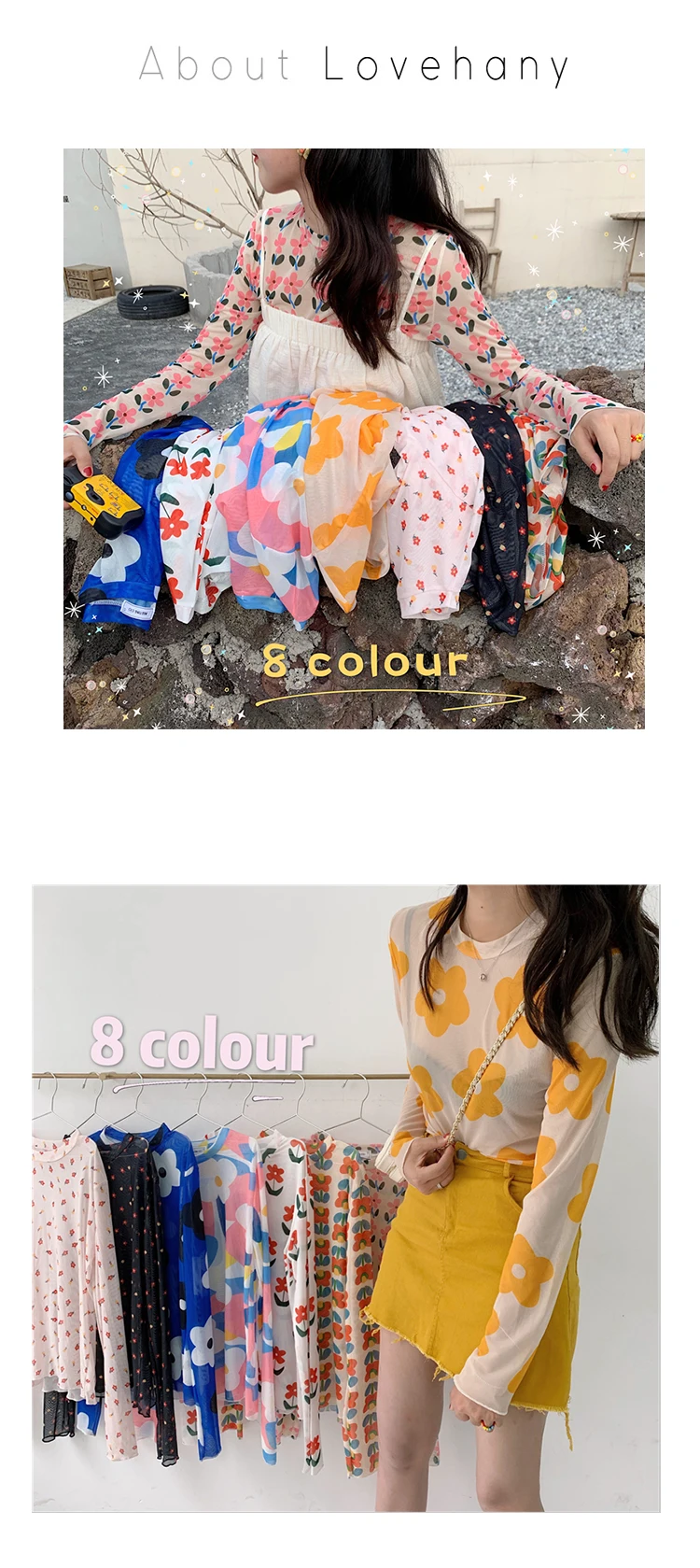 Long Sleeve Kawaii Print Top - 59 - Kawaii Mix