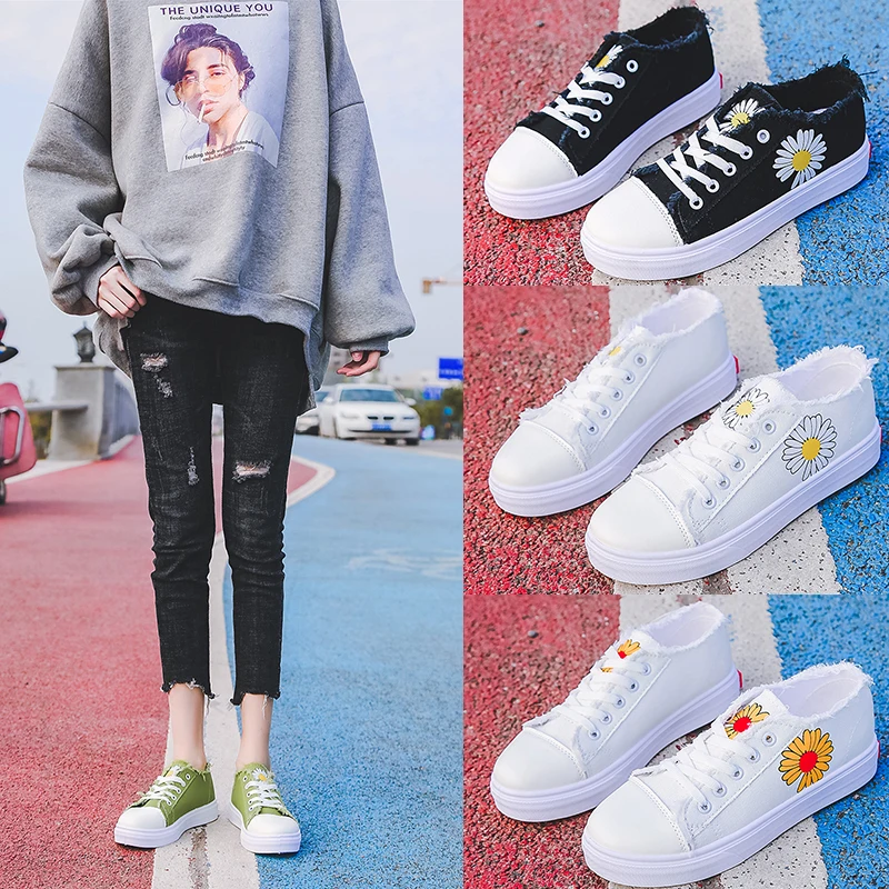 

Daisy print shoes new cartoon canvas shoes in spring