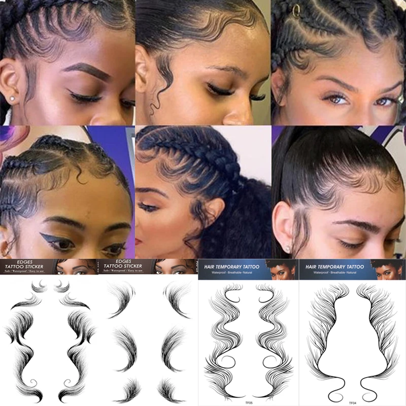 Baby Hair Tattoo Sticker 15 Styles Hair Edges Waterproof Temporary