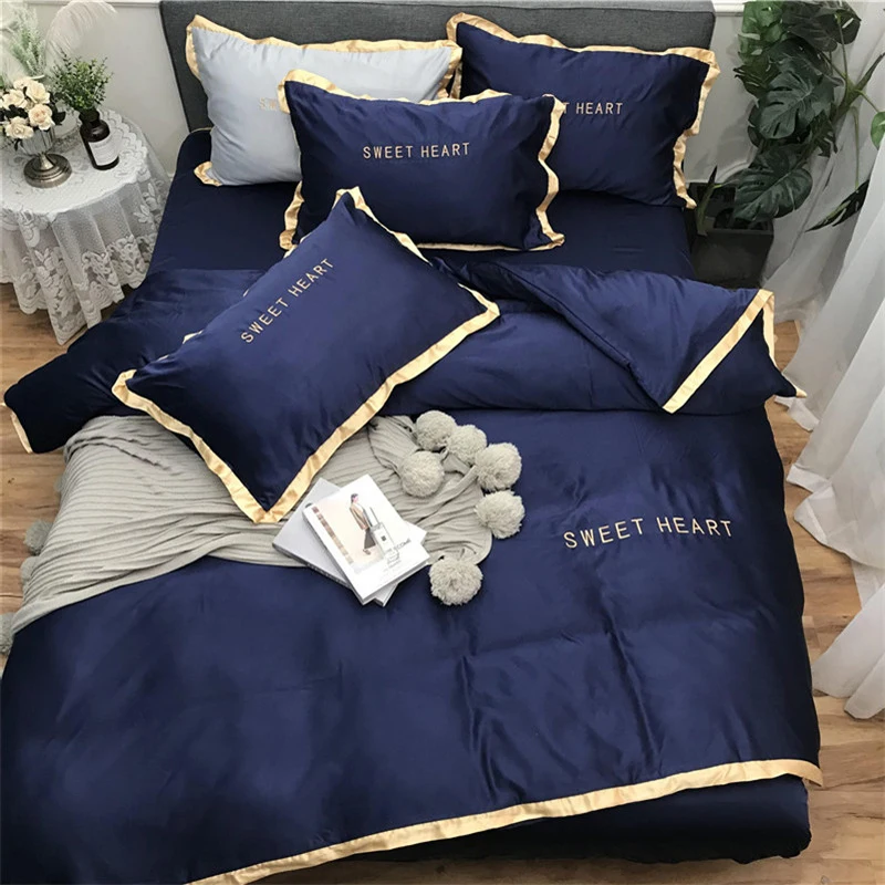 

38Home Textile Bedding Sets Adult Bedding Set Bed White Black Duvet Cover King Queen Size Quilt Cover Brief Bedclothes Comforter