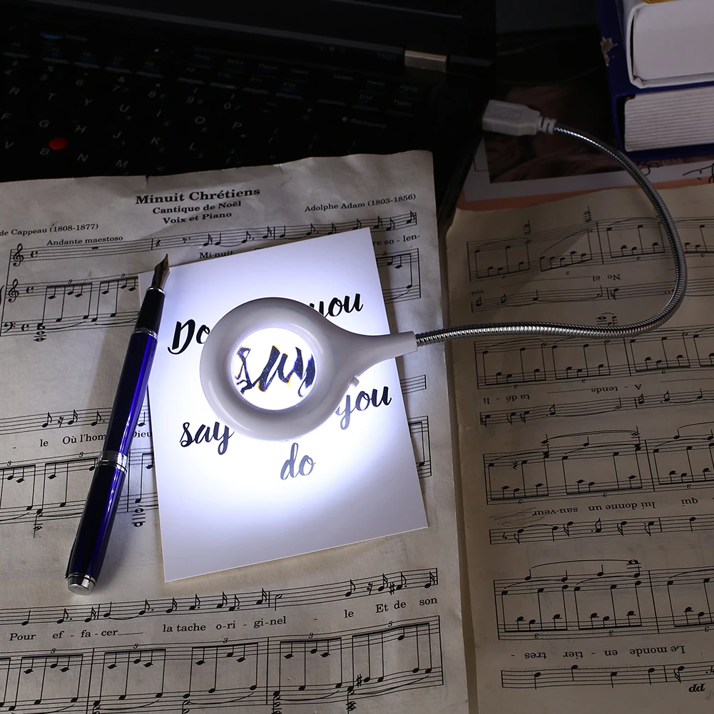 Яркий ночной Светильник 18LED USB с увеличительным стеклом для глаз, холодный белый