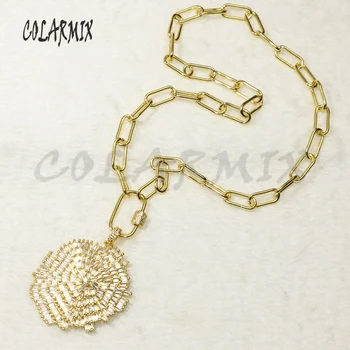 

3strands Big flowers pendants necklace zircon pendants necklace big link chain necklace fashion accessories for women 50338