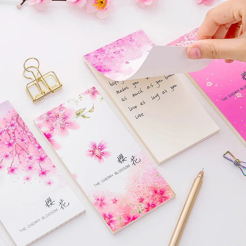 Cherry Blossom Sticky Note Students Memo Pad Stickers Office Stationary Supplies 
