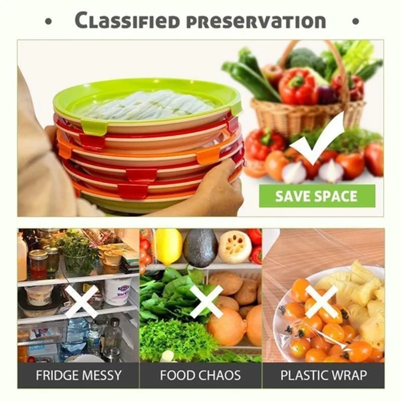 Круглый умный поднос, креативный пластиковый поднос для хранения еды, кухонные предметы, контейнер для хранения еды, набор для хранения свежих продуктов в микроволновой печи