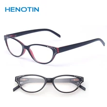 Henotin очки для чтения Для женщин Ультра светильник очки формы "кошачий глаз" в полный оправы для очков, 0,5 0,75 1,0 1,25 1,5 1,75 2,0 2,5 3,0 3,5