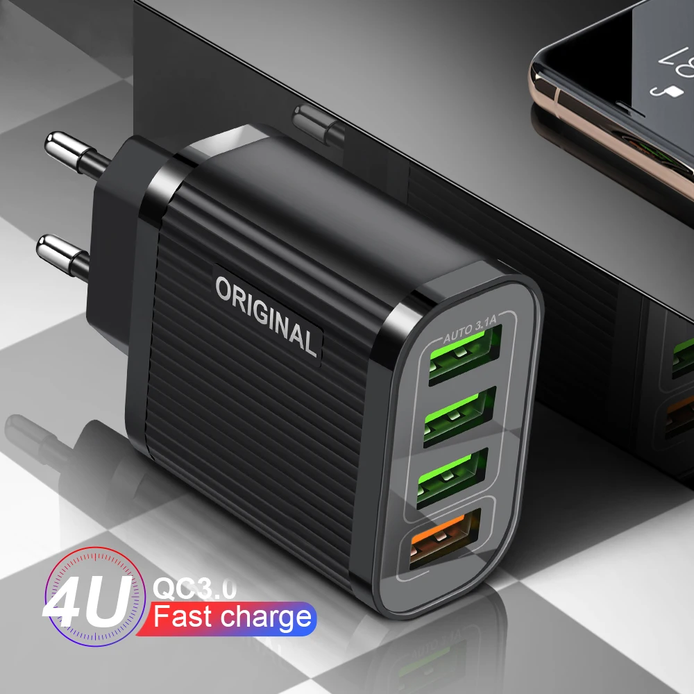 Сетевое зарядное устройство с 4 USB-портами для iPhone 12 pro max Samsung Galaxy S20 S10 Xiaomi mi10 |