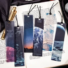 5 pçs/set roaming o universo fosco pvc bookmarks cartão lua estrelas nuvens céu ins estilo livro página marcador presentes para amigos meninos