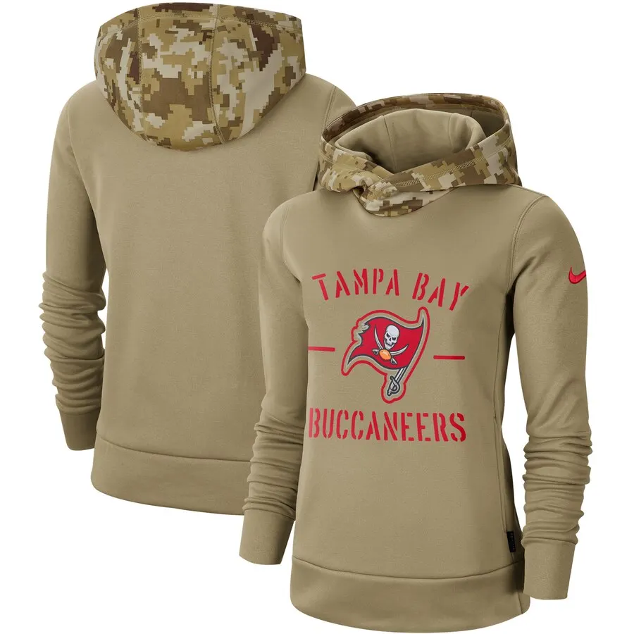 Tampa Bay женский молодежный Американский Футбол Толстовка Buccaneers Салют для обслуживания Sideline Therma пуловер с капюшоном Tan - Цвет: women