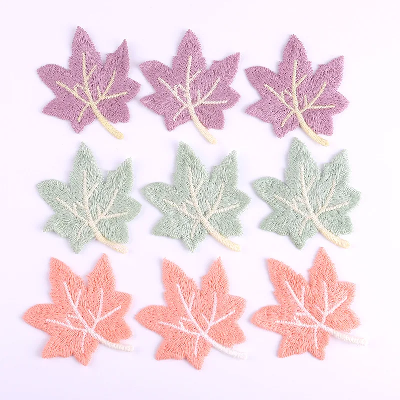 

15PCS Cute Wool Knitted Embroidered Multicolor Leaf Patch Fashion Hairpin Clothing Cloth Stickers Accessories Appliques