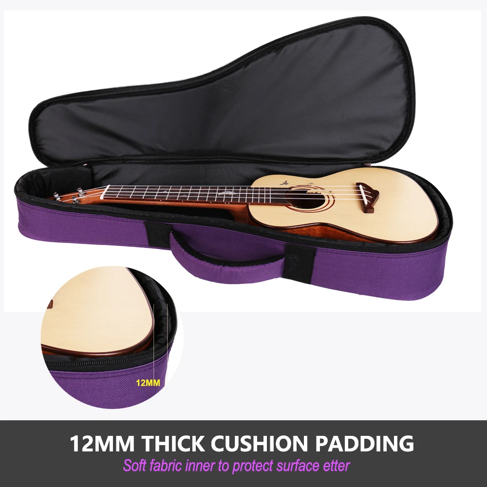 Estojo para Ukulele Macia para Concerto Dupla de 12mm Capa Cobertura Polegadas Tenor 26 23 - Image 5