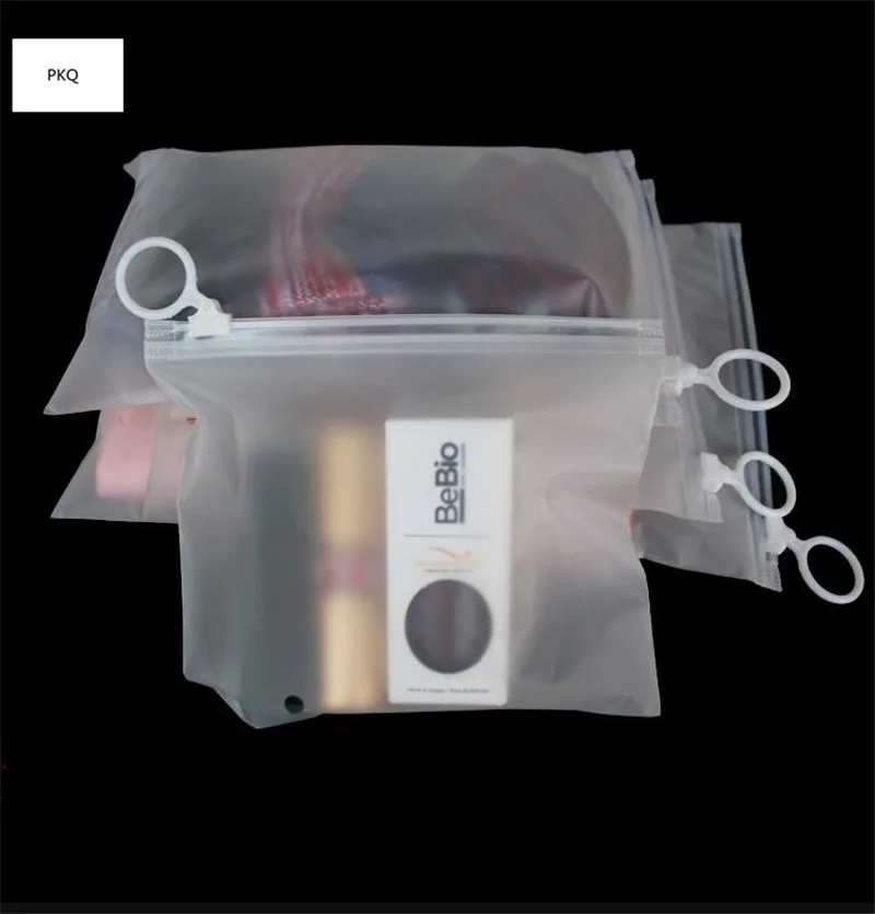 

200pcs/lot Portable Translucent Zip Lock Plastic Package Cloth Travel Storage Pouch with Pull Ring Self-sealed Organize Wholesal