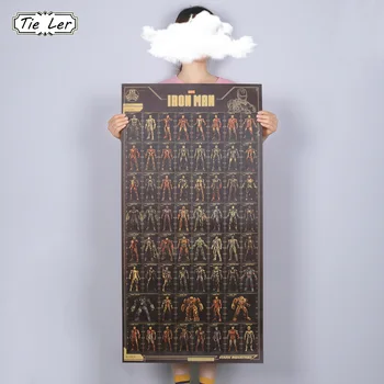 

TIE LER Oversized Kraft Paper Poster Iron Man Series Collection Poster Cafe Living Room Wall Decoration Wall Sticker 101X55cm