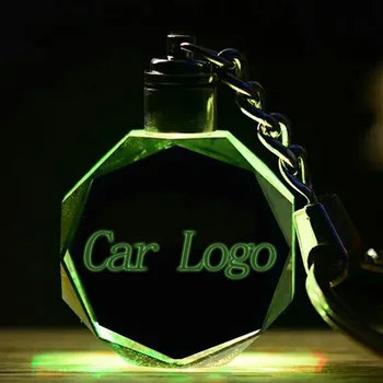 

LED Cut Glass Keychain Car Vehicle Logo Keyring Key Holder for Au-di Ford BMWLED design cut glass keychain looks stylish
