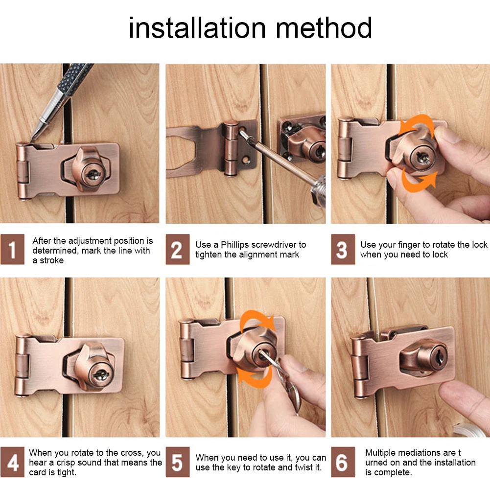 2 шт аппаратные защелки пряжки для домашней двери болт с ключом шкафа цинкового сплава мебель винты Поворотный замок Hasp набор безопасности коробки