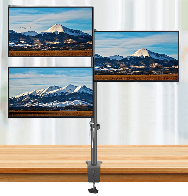 Suporte de Mesa Movimento Completo Três Monitor 10 -27 Braçadeira Grommet Buraco Base pc Montagem Braço Dobrável 15kg 80cm Dl-t902-380ii - Image 5