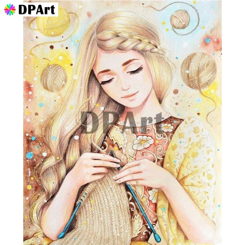 Diamond Painting 5D Full Square/Round Drill Girl Knitting A Sweater Daimond Rhinestone Embroidery Cross Stitch Pic M323 | Дом и сад