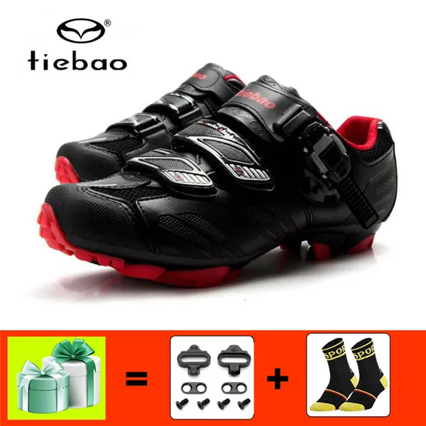 1407 black with gift TIEBAO, обувь для велоспорта, Черная Мужская обувь для горного велосипеда, нескользящая, самоблокирующаяся, дышащая, mtb обувь, Sapatos, кроссовки Ciclismo - Цвет: 1407 black with gift