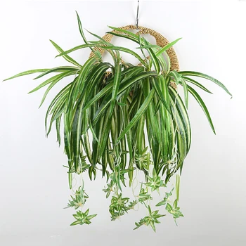 

65cm Artificial Flowers Plants Wall Hanging Chlorophytum Potted Green Plants PVC Fake Simulation Flower Living Room Decor