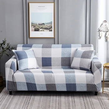 

Lychee Plaid Stretch Sofa Cover Printed Polyester Couch Cover Slipcovers for Living Room 1/2/3/4 Seater