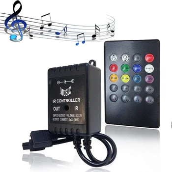 

20key Music Voice Remote 12V IR Controller Sound Sensor For 2835 3528 5050 RGB DC 12 V LED Strip Practical Home Party