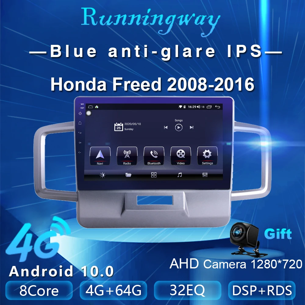 Runningway Android 10 0 5G автомобильный DVD для Honda Freed 2008 2016 4G + 64G Автомобильный Радио