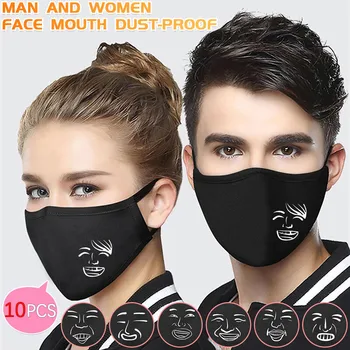 

maschere 10PCS Unisex Print Lovely Anti-dust Reusable Cotton Mouth Cover Comfortable Cycling Face Cover mascaras Toiletry Kits
