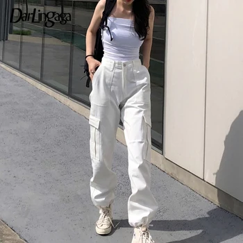 

Darlingaga Casual Solid Loose Cargo Pants Women Streetwear Drawstring Women' Trousers High Waist Pants Joggers Pantalones Mujer