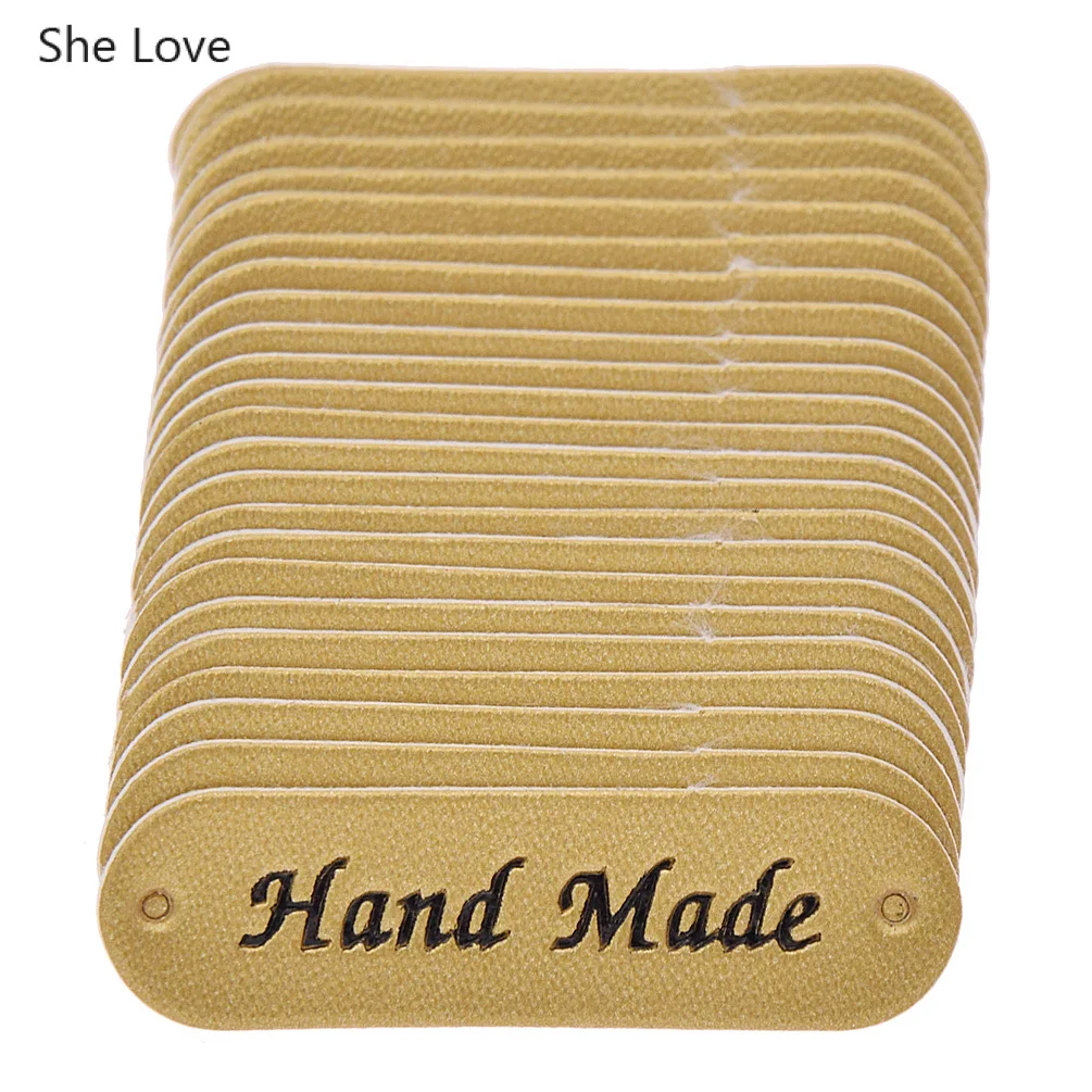 She Love 24 шт./лот одежда ручной работы одежда из искусственной кожи ручной работы ярлыки с надписью бирки для джинсов сумки Diy Швейные материалы - Цвет: 24pcs gold
