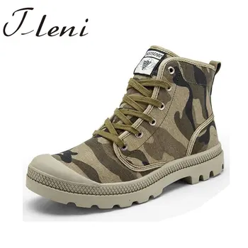 

Tleni New Men big size Men High top retro sneakers Ankle motorcycle Boots camouflage Canvas running army Shoes ZH-106