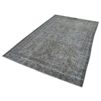 

180x286 Cm Grey Handmade Overdyed Rug-6x9 Ft