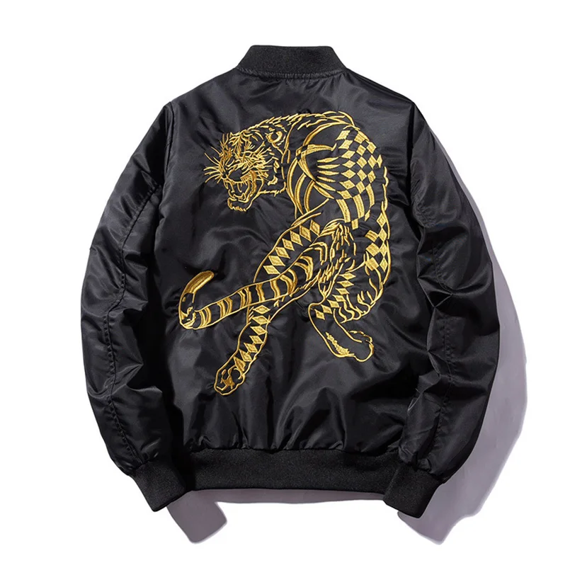 

Sukajan Men's Tiger Embroidered Bomber Jacket Baseball Windbreaker Male Military Jackets Spring Winter Heavy Coat Y2K Cloth 2023