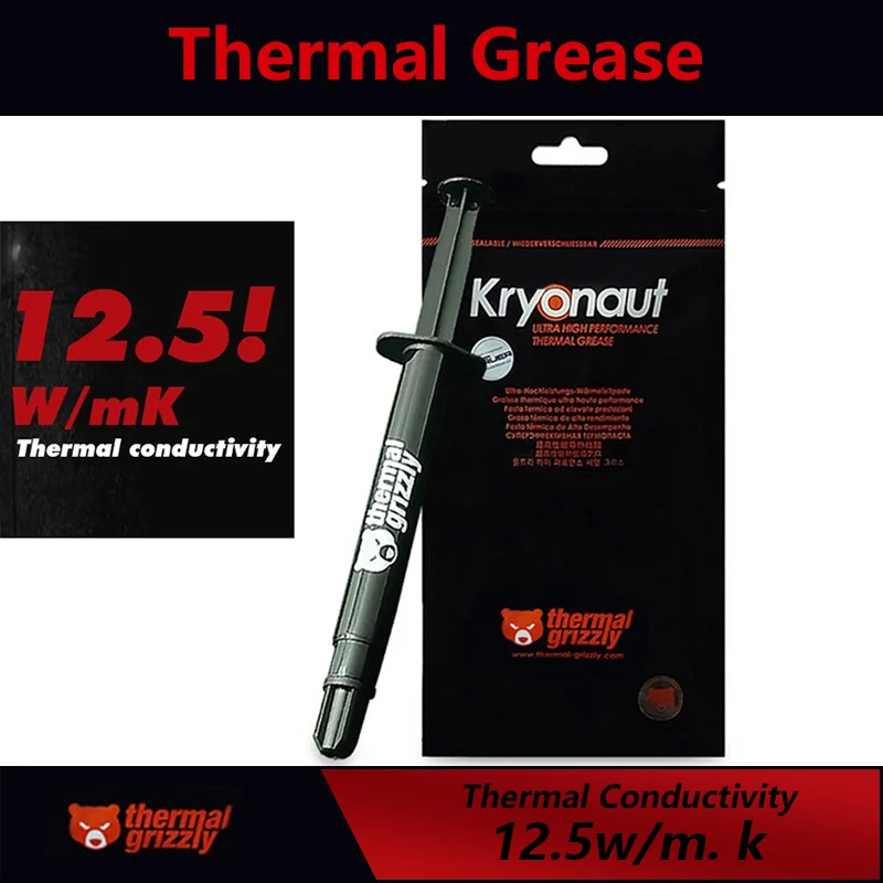Термальность Grizzly Kryonaut 12 5 W/mk Процессор/GPU компьютерный кулер AMD процессор Intel