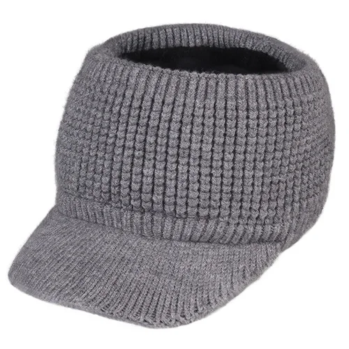 FURTALK Winter Knitted Ponytail Hat Women Fleece Baseball Cap Winter Sports Hat High Messy Bun Knit Hats for Ladies Sportswear - Цвет: Серый