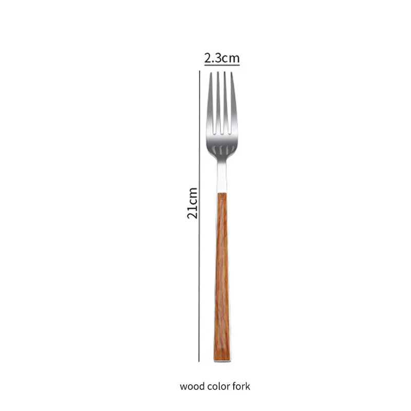 wood color fork 1 шт. Посуда из нержавеющей стали западные продукты для стейка вилка ложки, кухонные принадлежности долговечная посуда западные столовые приборы - Цвет: wood color fork