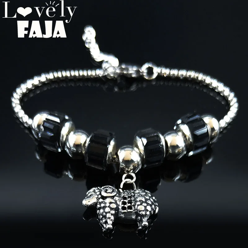 Модные браслеты из овечьего стекла из нержавеющей стали для женщин цвет серебра талисман браслет ювелирные изделия pulseras mujer B18561