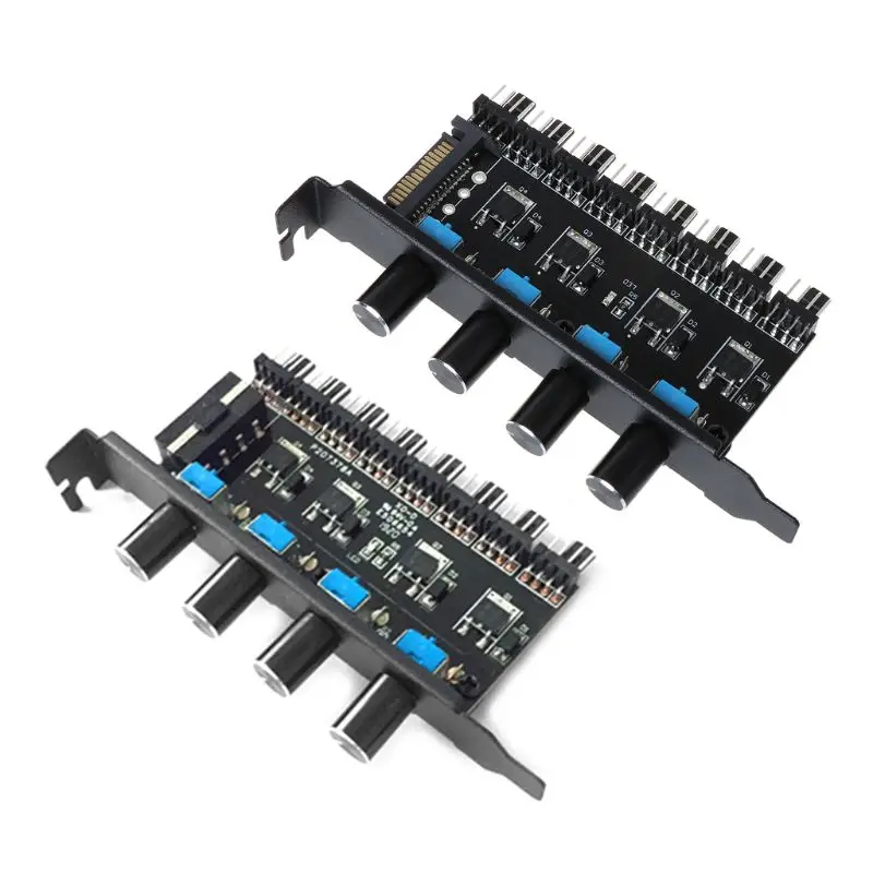 PC PC 8 Channels Fan Hub 4 Knob Cooling Fan Speed Controller for CPU Case HDD 4