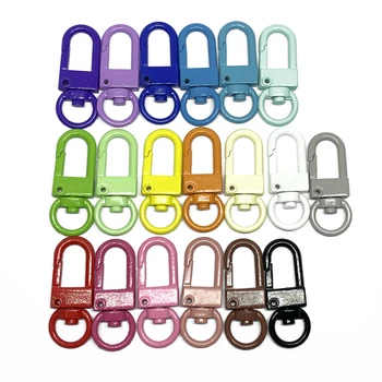 

19 Colors 10pc/lot Square Keychains Lobster Clasps Hooks Key Chain Key Rings for DIY Trinkets Pom Pom Keychain Jewelry Findings