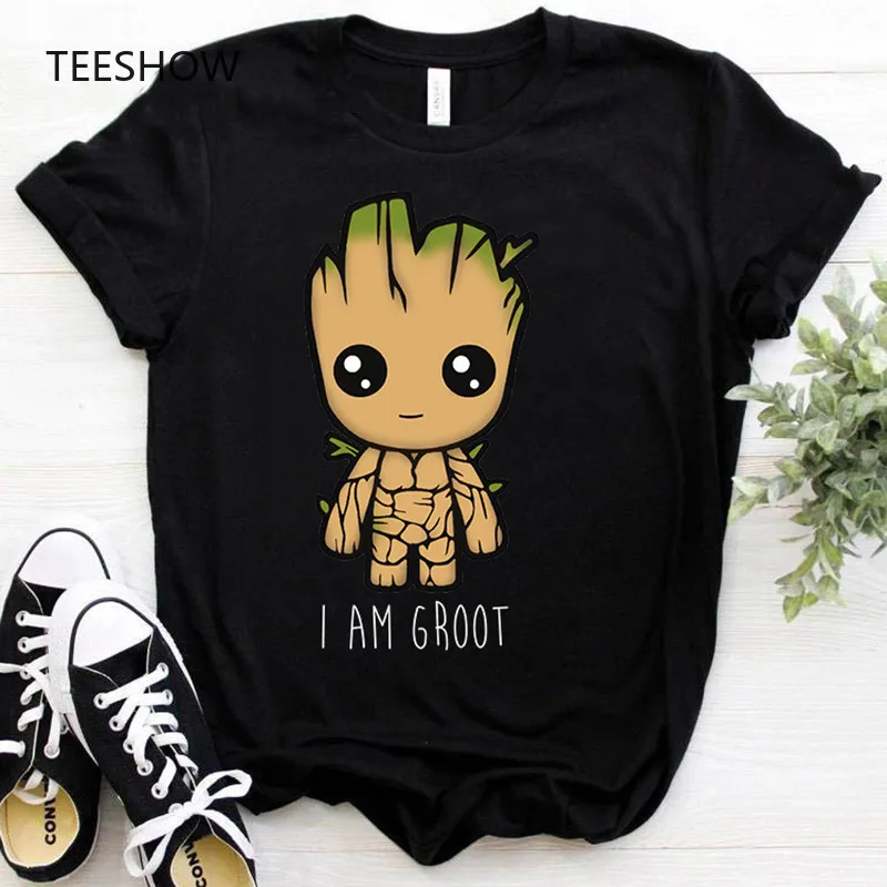 Новое поступление Милая женская футболка с аниме принтом I am Groot одежда в стиле
