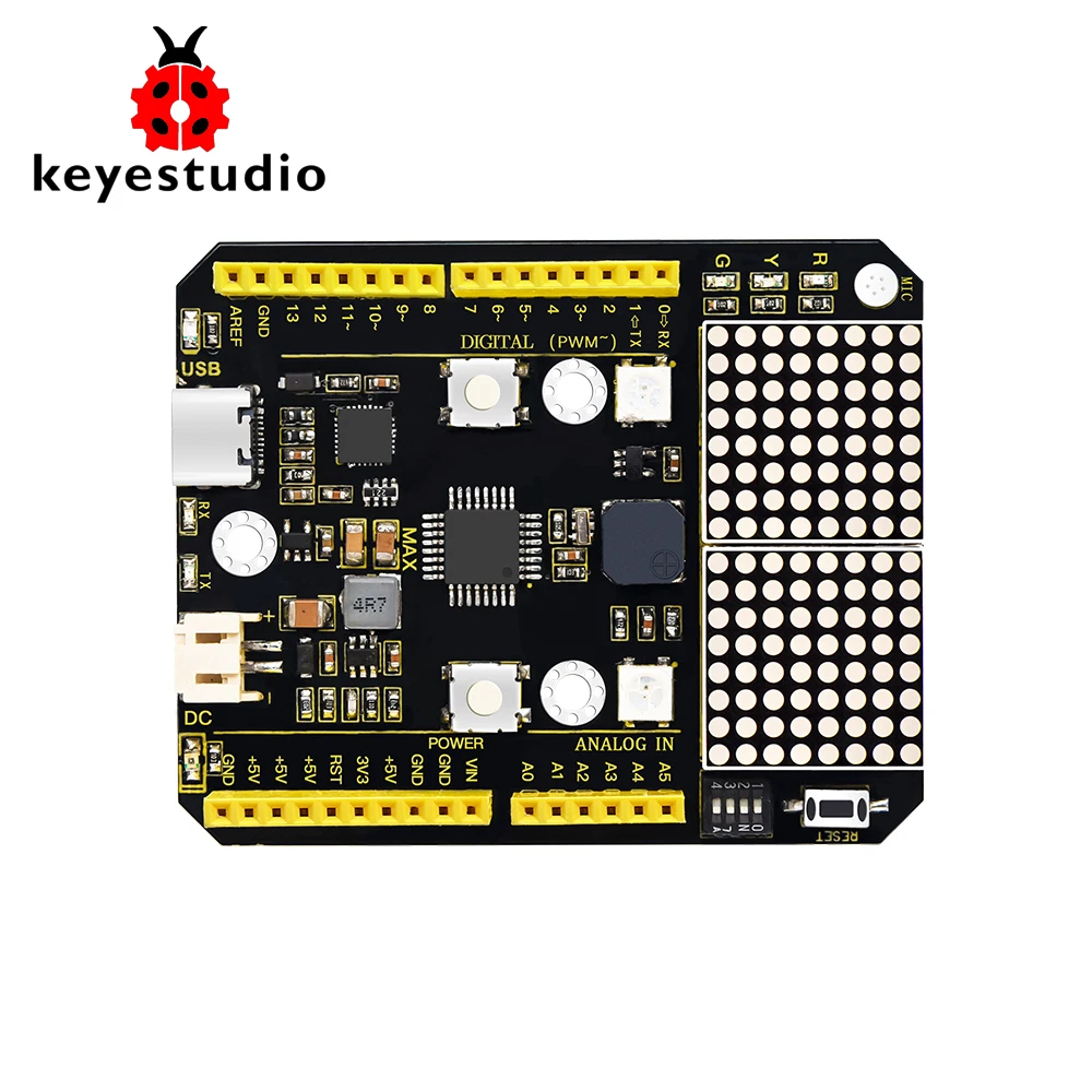 Плата контроллера разработки KEYESTUDIO ATmega328P Max с USB кабелем типа C для Arduino UNOR3 + 10